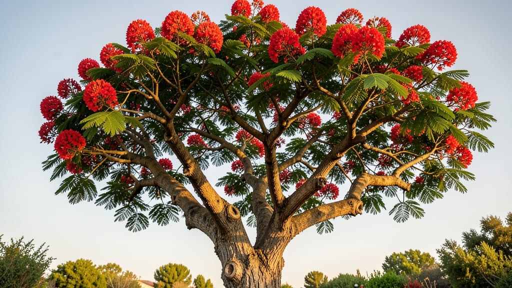 Coral Tree with Bright Red Flowering Spikes