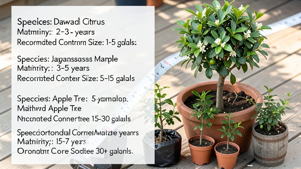 Tree Container Size Chart: Mature Heights by Variety and Root Space Needs