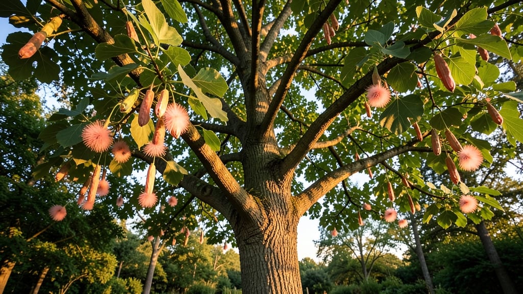 Catalpa Tree Pink Balloon Seed Pods