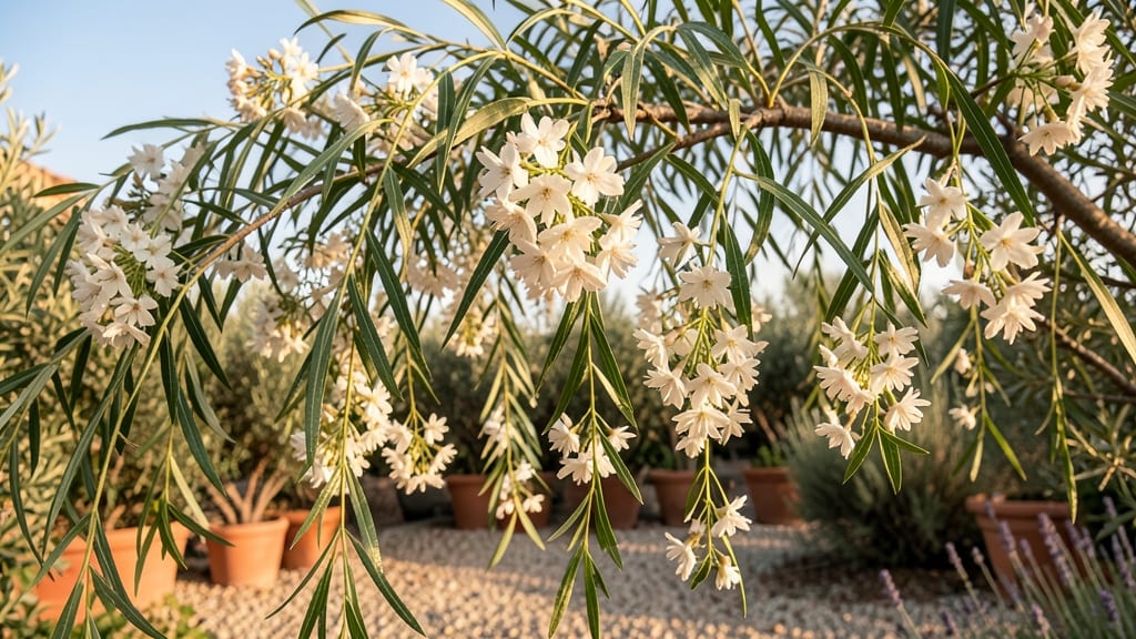 Desert Willow Tree Thrives With Fragrant White Flowers