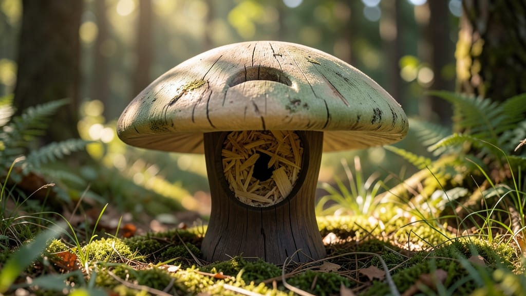 Mushroom Top Birdhouse for Fairy Garden Vibes