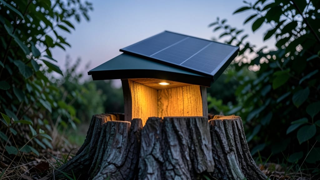 Solar-Powered Stump with LED Lighting