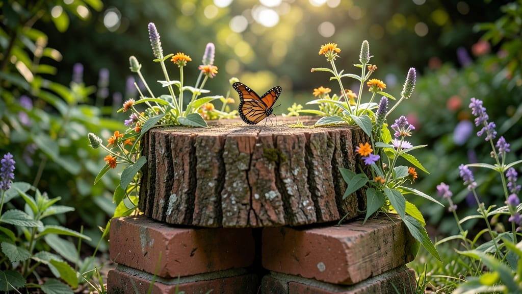 Butterfly Garden Stump with Host Plant Perches