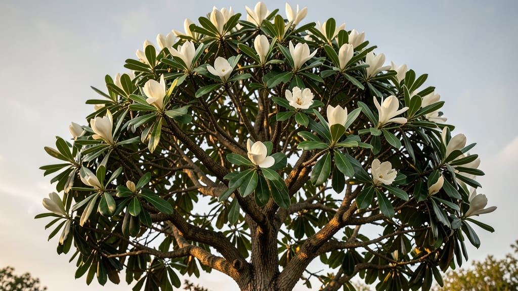 Magnolia Grandiflora with Evergreen Leaves