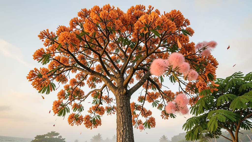 Royal Poinciana Tree Pink Flower Pods