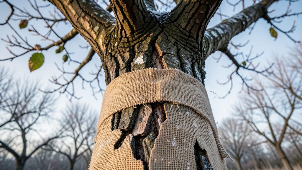 Wrapping the Trunk with Burlap or Insulation