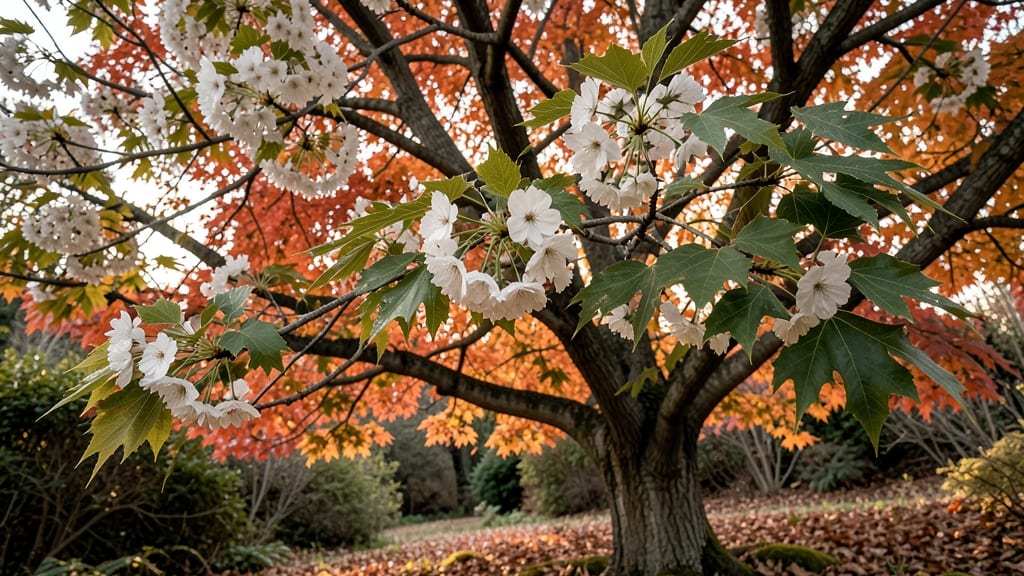 Bigleaf Maple Tree Features Subtle White Flowers