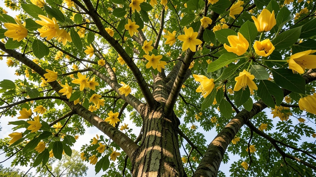 Tulip Tree with Canopy of Yellow Flowers