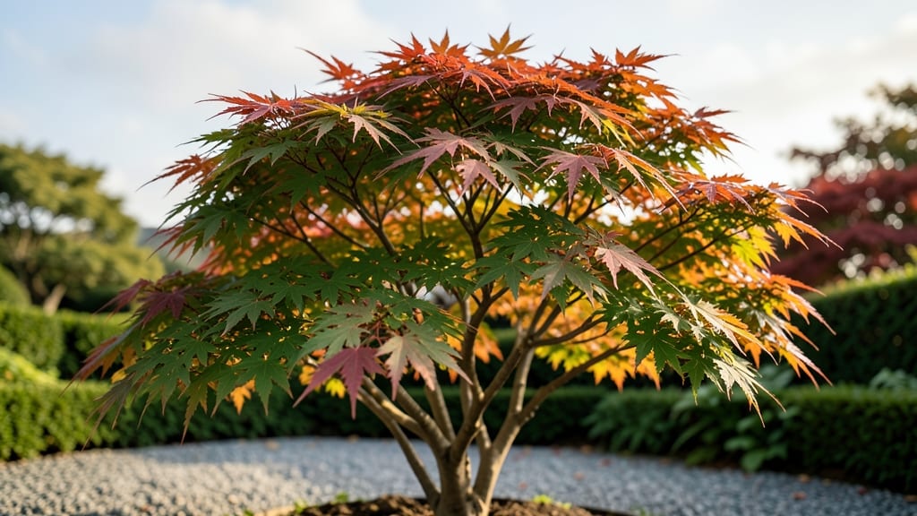 Japanese Maple with Fiery Red Leaves