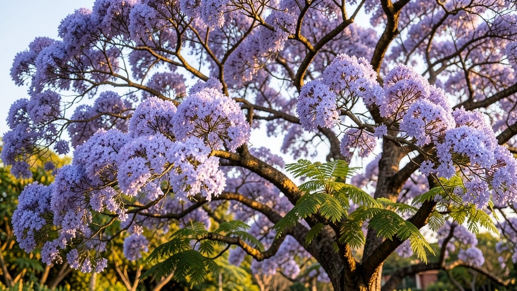 Jacaranda Tree with Purple Flower Waterfalls