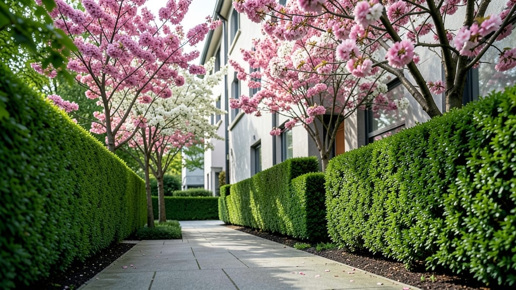 Dogwood and Boxwood Hedges for Structured Driveways