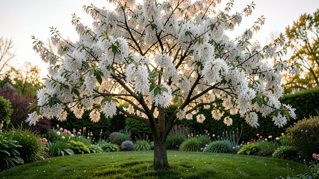 Fringe Tree with Frilly White Flowers