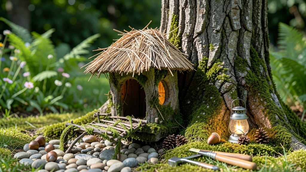 Fairy House Tree Trunk: Whimsical Garden Focal Point With Hidden Nooks