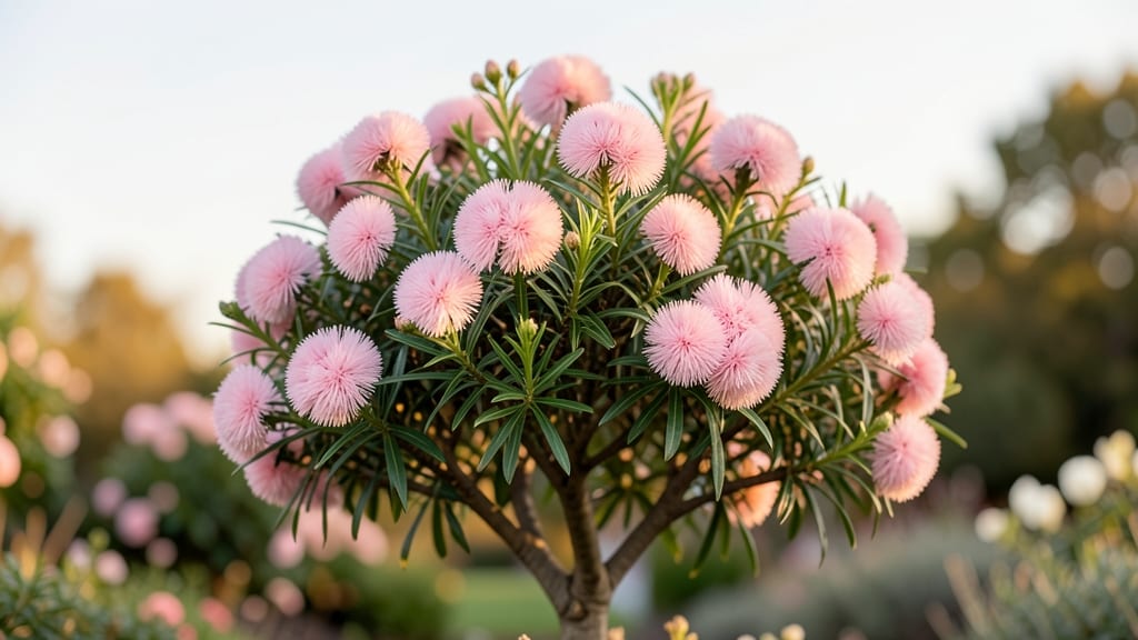 Pink Powderpuff Tree Flowers