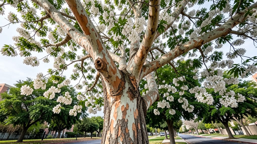 California Sycamore Tree Features Delicate White Blooms
