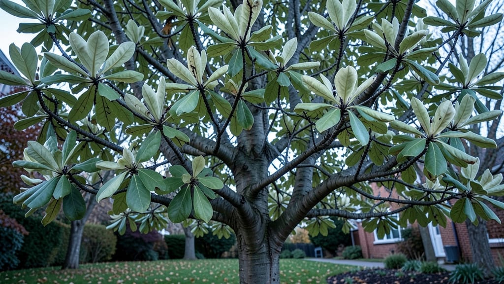 Pale Green Leaves with Black Vein Streaks